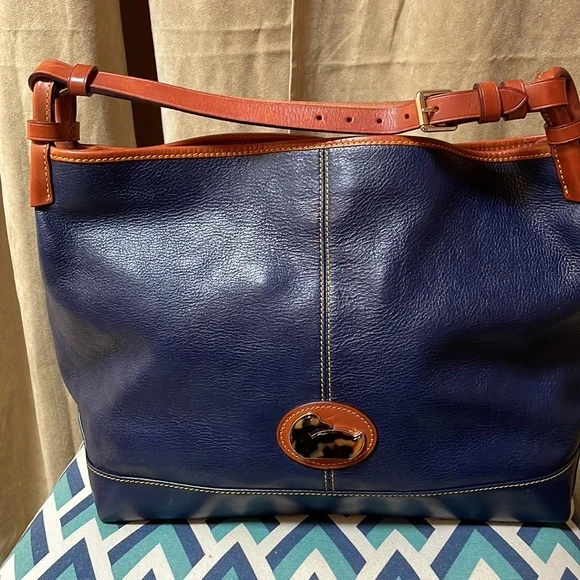 Dark blue Dooney And Bourke leather handbag - Picture 2 of 7